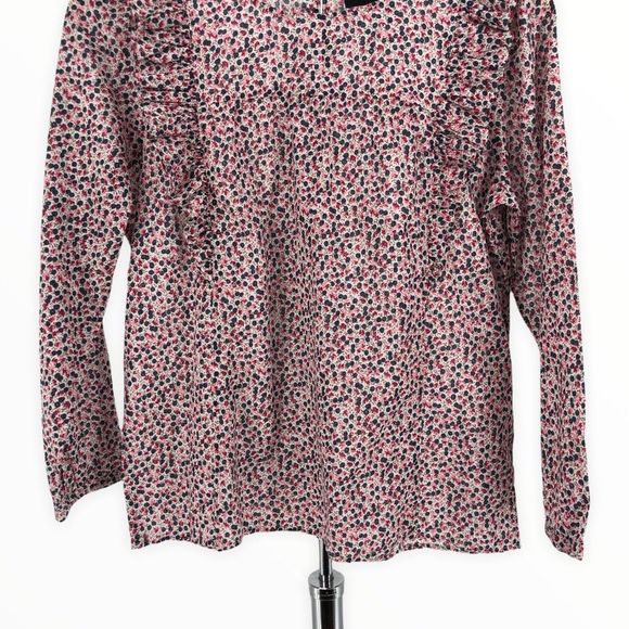 J Crew Mercantile Ditsy Floral Ruffle Trim Cotton 3/4 Sleeve Top NWT - Picture 6 of 12